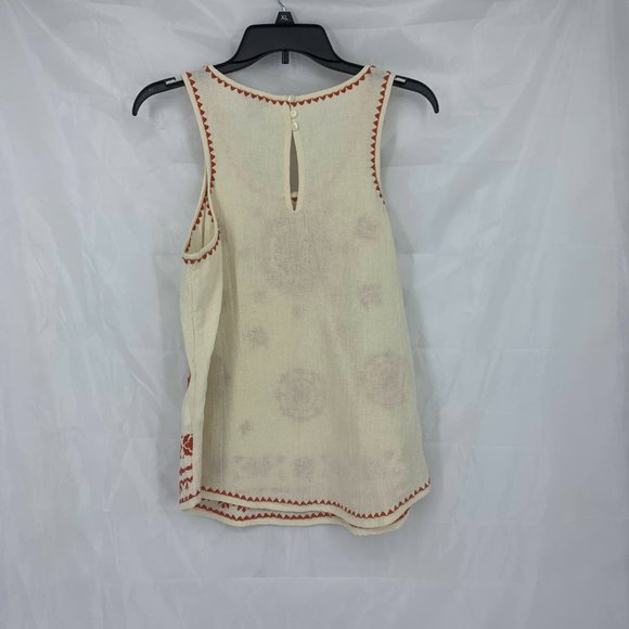 Lucky Brand Size M Orange/Cream Embroidered Tank Top - Picture 2 of 4